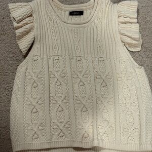 Aqua Knitted Flutter Sleeve Sweater Size S